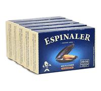 Mejillones en escabeche Espinaler - Pack de 5 latas de 20-30 mejillones - Conservas Gourmet de mejillones - Mejillones en conserva para tu aperitivo