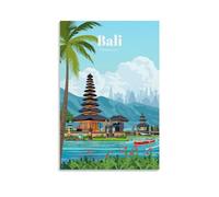 MEJONI Póster de viaje vintage de Bali, pintura decorativa en lienzo, arte de pared, póster para sala de estar, dormitorio, pintura de 12 x 18 pulgadas (30 x 45 cm)