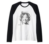 Mejor Colección de Música Joven Asiática Con Auricular Oscuro Camiseta Manga Raglan