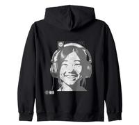 Mejor Colección de Música Joven Asiática Con Auricular Oscuro Sudadera con Capucha