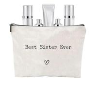 Mejor hermana de la historia - Divertido regalo de cumpleaños de Navidad, bolsa de maquillaje de tocador grande | Organizador elegante para mujeres en la marcha, organizador de viajes para hermanas, m