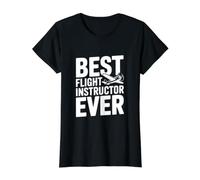 Mejor Instructor de Vuelo Amante de la aviación Camiseta gráfica económica, Mujer, Negro, M
