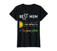 Mejor Mamá En El Sistema Solar Divertido Ciencia Madre Galaxia Diversión Camiseta gráfica económica, Mujer, Negro, L