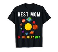 Mejor mamá en la Vía Láctea Galaxia Ciencia Espacial Madre Nunca Camiseta gráfica económica, Hombre, Negro, M
