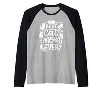 Mejor mamá Gato Siempre Lindo Amante Gato Huella Gato ilustración Camiseta Manga Raglan