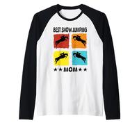 Mejor Show Saltando Mamá Mostrar Jinete Caballos Caballos Camiseta Manga Raglan
