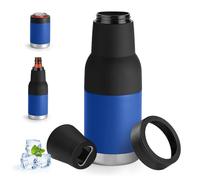 Mejora el enfriador universal aislado de 3 en 1 - Enfriador de latas delgado de acero inoxidable con aislamiento al vacío de doble pared para botellas de cerveza regulares, altas, delgadas (Azul