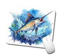 Mejora la precisión y la Velocidad Alfombrilla de Ratón Marlin Saltando en el océano mar Profundo Pesca Deportiva Acuarela Alfombrilla Gaming Mousepad 25x30cm para PC,Jugadore,Juegos