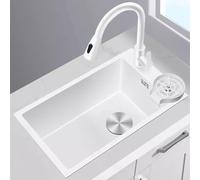 Mejora tu cocina con un fregadero de acero inoxidable blanco de 71 x 38 cm, perfecto para bares, caravanas y estudios pequeños, incluye lavadora de tazas y accesorios completos