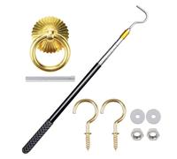 Mejora tu escalera de ático con este juego de ganchos retráctiles en una barra ajustable de 60 pulgadas y elegantes anillos de cobre y una solución de ático que ahorra espacio contiene