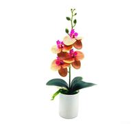 Mejora tu estética para el hogar con el bonsái de orquídea artificial, no requiere pulgar verde (naranja)