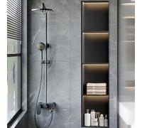Mejora tu experiencia de ducha: ducha LED integrada de acero inoxidable de 28 x 120 x 12,5 cm para un almacenamiento e iluminación elegantes
