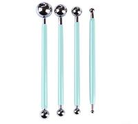 Mejora tus habilidades de manualidades con este juego de 4 piezas de bolas de metal de doble extremo para decoración de arcilla y pasteles (azul claro)