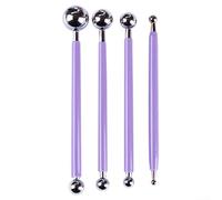 Mejora tus habilidades de manualidades con este juego de 4 piezas de bolas de metal de doble extremo para decoración de arcilla y pasteles (morado)