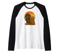 Mejores Amigos de Dachshund Cat Retro Sunset Pet Camiseta Manga Raglan