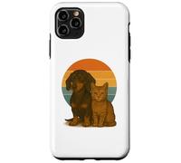 Mejores Amigos de Dachshund Cat Retro Sunset Pet Carcasa para iPhone 11 Pro MAX
