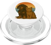 Mejores Amigos de Dachshund Cat Retro Sunset Pet PopSockets PopGrip para MagSafe
