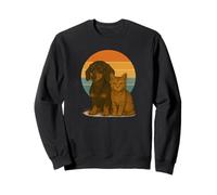 Mejores Amigos de Dachshund Cat Retro Sunset Pet Sudadera