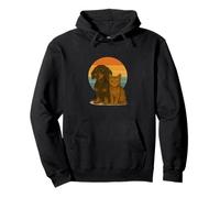 Mejores Amigos de Dachshund Cat Retro Sunset Pet Sudadera con Capucha