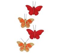 Mejores ventas - Imanes Plumas Cortina, Decoración De Mariposa KOH Samui, Colores Rojo Y Naranja, 4 Mariposas