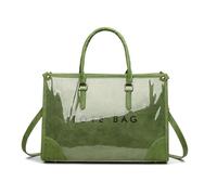 Mekalero Bolsa de playa de gran capacidad con impresión de letras de PVC, bolso de hombro adecuado para viajeros y profesionales, carta de moda, Green