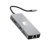 Mekalero Concentrador USB C consistente con puerto digital visual VGA 3 3.2 puertos Ethernet puerto de sonido para varios sistemas, lector de tarjetas estándar C Hub