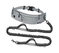 Mekalero Correa ajustable para perro para correr y trotar con costuras reflectantes ligeras y cintura elástica que absorbe los golpes, correa para mascotas para propietarios activos