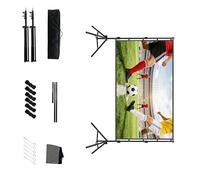 Mekalero Pantalla de proyección portátil 16:9 con doble soporte, resistencia a la luz solar, para acampar al aire libre, pantalla deslizante