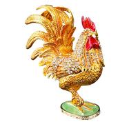 Mekalero Unique Rooster Designs - Soporte de joyería para pequeños accesorios y decoración, caja decorativa para objetos de valor y recuerdos, exquisita caja de metal con forma de gallo