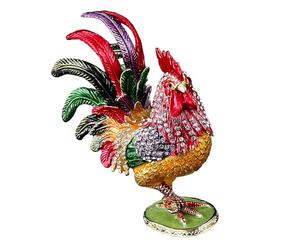 Mekalero Unique Rooster Designs - Soporte de joyería para pequeños accesorios y decoración, caja decorativa para objetos de valor y recuerdos, exquisita caja de metal con forma de gallo