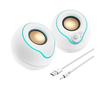 Mekalero Way - Generador de sonido USB con tono nítido y diseño moderno para trabajo o juegos, luces de color, altavoces de computadora