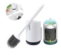 MEKEET Cepillo y Soporte para Inodoro de Silicona, Juego de portaescobillas para Inodoro para baño, Kit de Cepillo de Limpieza para Inodoro de Silicona con Cepillo de cerdas Suaves (Wall-Mounted)