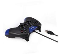 Mekela Controladores con cable USB para PS5 PC PSVITA TV Box Android Windows con tubo de doble vibración (negro y azul)