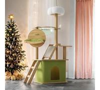 Mekidulu árbol de Gatos- con 1cápsula Espacial, 1casa de Gatos, 1 Poste rascador para,1hamaca para,1 Plataforma de Peluche, 1bola de Juguete，1almohada Verde(150 cm Verde)