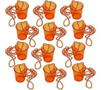 MEKLITRZ 12 Vasos De Chupito De Plástico for Colgar Alrededor Del Cuello, Cadena De Vasos De Chupito De Novia Del Equipo, Collar De Perlas for Fiesta, Jarra De Chupito, Celebraciones(Orange)