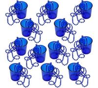 MEKLITRZ 12 Vasos De Chupito De Plástico for Colgar Alrededor Del Cuello, Cadena De Vasos De Chupito De Novia Del Equipo, Collar De Perlas for Fiesta, Jarra De Chupito, Celebraciones(Sapphire)