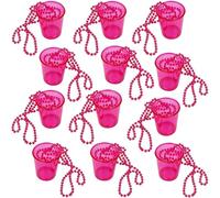 MEKLITRZ 12 Vasos De Chupito De Plástico for Colgar Alrededor Del Cuello, Cadena De Vasos De Chupito De Novia Del Equipo, Collar De Perlas for Fiesta, Jarra De Chupito, Celebraciones(Rose Red)