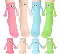 MEKLITRZ 4 Pares De Calcetines Magnéticos 3D for Parejas, Divertidos Calcetines De Mano, Bonitos Regalos De Amistad for Parejas, Amigos Y Hermanas