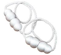 MEKLITRZ Alzapaños Magnéticos Cortinas, Paquete 2, Estilo Moderno Simple, 8 Opciones Color, Soportes Magnéticos Decorativos Cortinas for Hogar Hotel Oficina Decoración Cortinas(White)