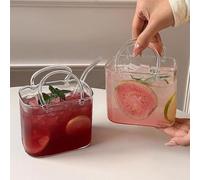 MEKLITRZ Juego De 2 Vasos De Cristal for Bebidas, Jarrón De Cristal, Vasos Únicos Con Pajitas, Bonitos Vasos De Cóctel for Zumo, Té Helado, Flores, Decoración De Bar En El Hogar