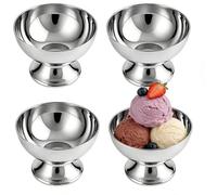 MEKLITRZ Paquete De 4 Tazones for Helado, Tazas De Postre De Acero Inoxidable De 150 Ml, Cuencos for Servir Con Patas, Mini Vasos for Batidos De Leche for Helado, Postres, Pudín, Fruta, Ensalada