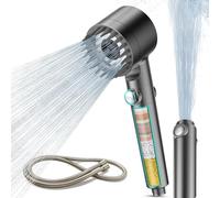 MEKO Cabezal de ducha de filtro de agua dura con filtro de 15 etapas, modos de chorro de pulverización 3+1, cabezal de ducha de alta presión y manguera de 1,5 m, filtro de ducha de masaje de mano para