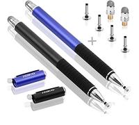 MEKO - Lápiz óptico de precisión para pantalla táctil 2 en 1, con 3 puntas reemplazables para iPad, tabletas, iPhones, smartphones, Samsung Galaxy Note/Tab multicolor Negro y azul.