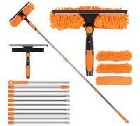 MEKOTRIN 2 en 1 Limpiador Ventanas con Liquidación Ventana Alta Eficiencia Largo para Uso Comercial para el Uso del Hogar (Naranja)