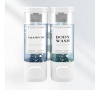 MEKOTRIN Dispensador Jabón Baño para Montaje en Pared, Dispensador de Jabón Líquido, Dispensador Gel y Champu Ducha para Hotel, Hogar,2x300ml(Blanco)