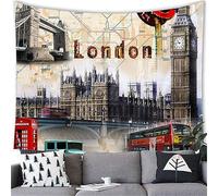 MEKPAM Tapiz Retro De Londres Y París Para Colgar En La Pared Tapiz De Decoración De Estilo Inglés Arte De Londres Fiesta Decoración Del Hogar Decoración De Pared De Fondo 230X180cm