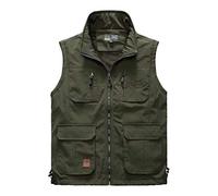 MekUk Hombres Chaleco Chaleco fino multibolsillo de primavera y otoño for hombres de mediana edad y mayores, chaleco for exteriores, clip for cámara de pesca de padre para Pesca Fotografía Caza Cámpin