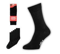 MELA - Calcetines básicos (5 unidades, sostenibles con algodón de comercio justo, certificación GOTS y botón verde), Negro , 39-42