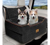 melafa365 Asiento de coche para perro, mediano, lavable, para perros de menos de 60 libras o 2 perros pequeños, asiento multifuncional para mascotas con cojín grueso, 2 correas de seguridad (negro)