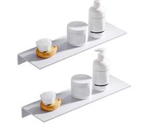 Melairy 2 piezas 30 cm Organizador de ducha con estantes de almacenamiento resistentes al óxido, adecuados para paredes de cocina o baño, adhesivos, sin necesidad de taladrar, diseñados para almacenar
